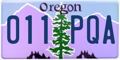 OR license plate 011PQA