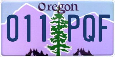 OR license plate 011PQF
