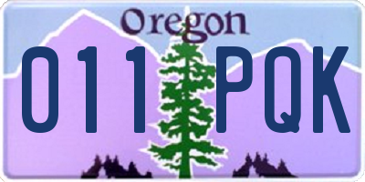 OR license plate 011PQK