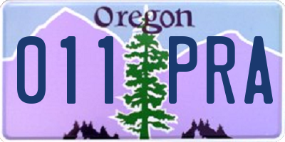 OR license plate 011PRA