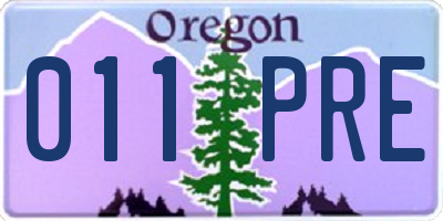 OR license plate 011PRE