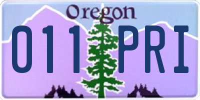 OR license plate 011PRI
