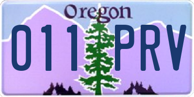 OR license plate 011PRV