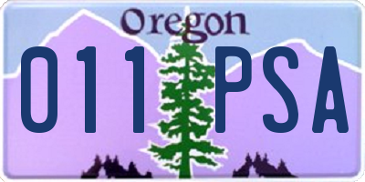 OR license plate 011PSA