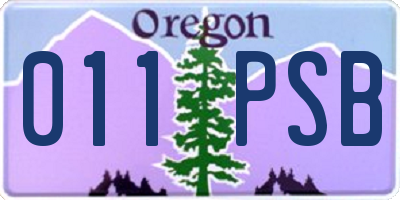 OR license plate 011PSB