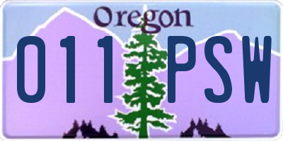 OR license plate 011PSW