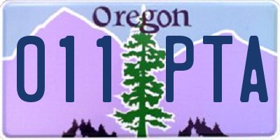OR license plate 011PTA