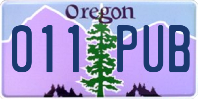 OR license plate 011PUB