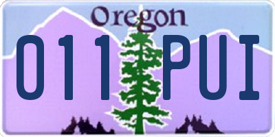 OR license plate 011PUI