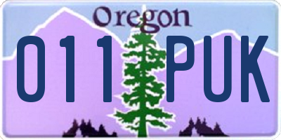 OR license plate 011PUK