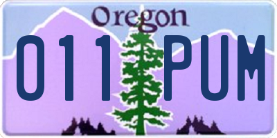 OR license plate 011PUM