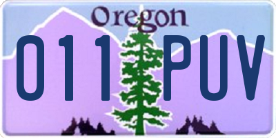 OR license plate 011PUV