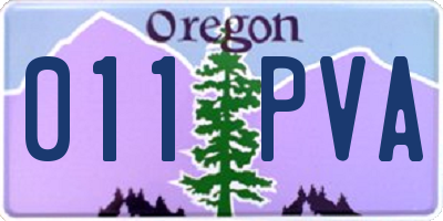 OR license plate 011PVA