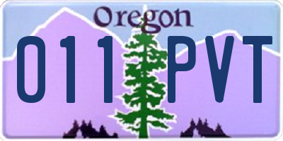 OR license plate 011PVT