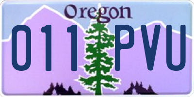 OR license plate 011PVU