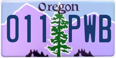 OR license plate 011PWB
