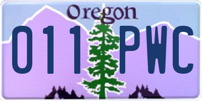 OR license plate 011PWC
