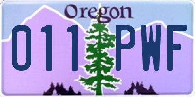 OR license plate 011PWF