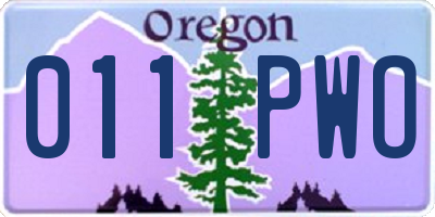 OR license plate 011PWO