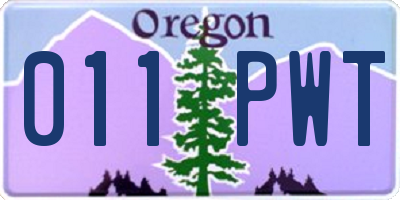 OR license plate 011PWT