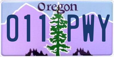 OR license plate 011PWY