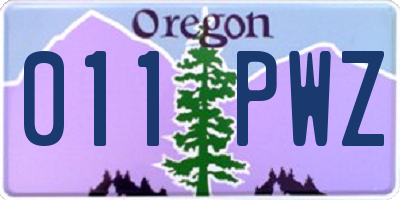 OR license plate 011PWZ
