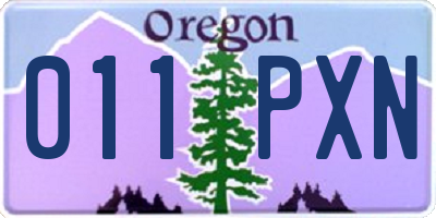 OR license plate 011PXN