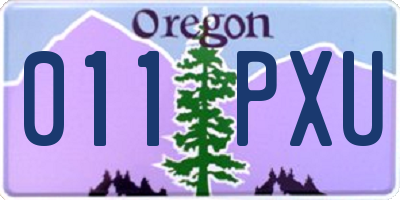OR license plate 011PXU