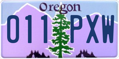 OR license plate 011PXW