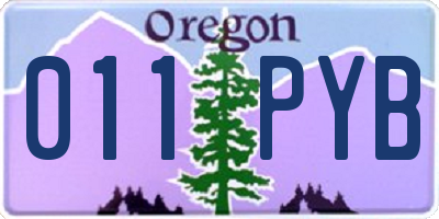 OR license plate 011PYB