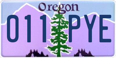 OR license plate 011PYE