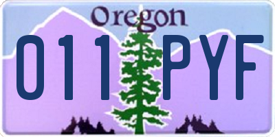 OR license plate 011PYF
