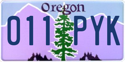 OR license plate 011PYK