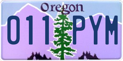 OR license plate 011PYM