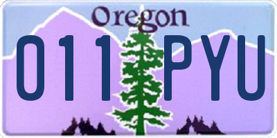 OR license plate 011PYU