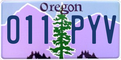 OR license plate 011PYV