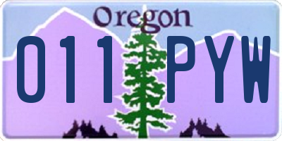 OR license plate 011PYW