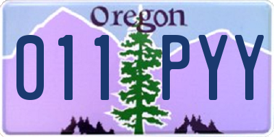 OR license plate 011PYY