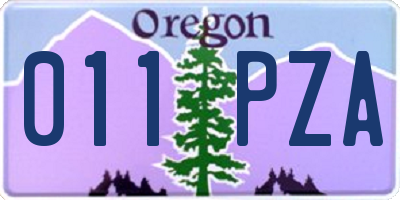 OR license plate 011PZA