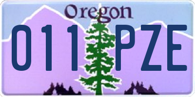 OR license plate 011PZE