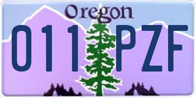OR license plate 011PZF