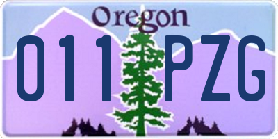 OR license plate 011PZG