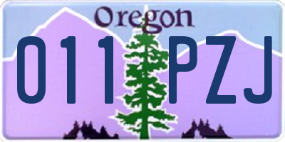 OR license plate 011PZJ