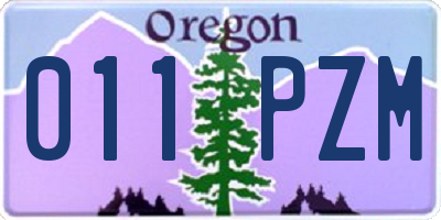 OR license plate 011PZM