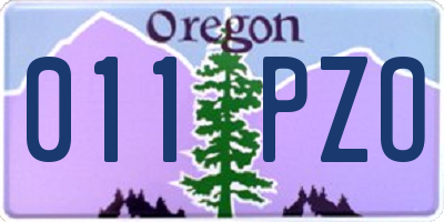 OR license plate 011PZO