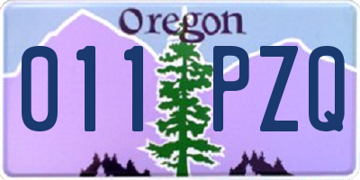 OR license plate 011PZQ
