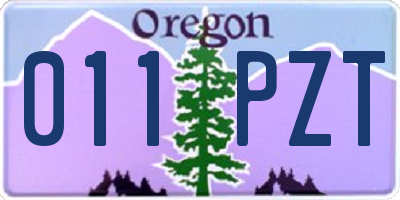 OR license plate 011PZT