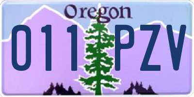 OR license plate 011PZV