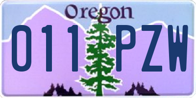 OR license plate 011PZW