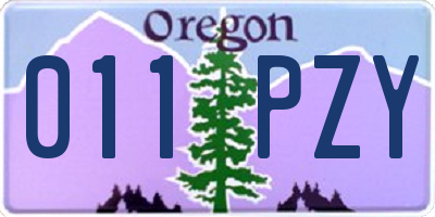 OR license plate 011PZY